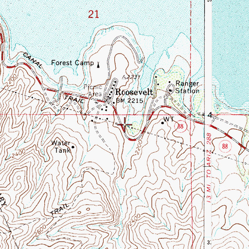 Topographic Map of Cottonwood Creek, AZ
