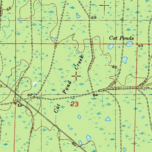 Topographic Map of Cat Pond Creek, FL