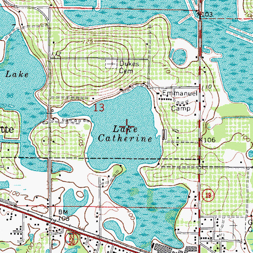 Topographic Map of Lake Catherine, FL