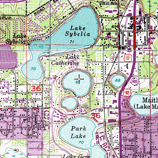 Topographic Map of Lake Catherine, FL