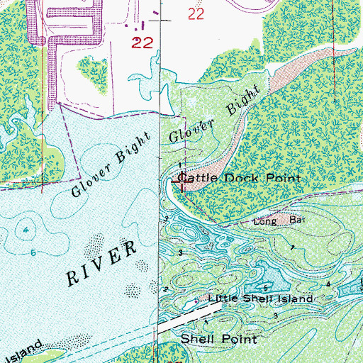 Topographic Map of Cattle Dock Point, FL