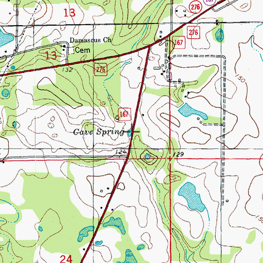 Topographic Map of Cave Spring, FL
