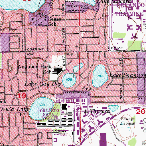 Topographic Map of Lake Cay Dee, FL