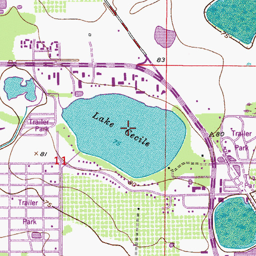 Topographic Map of Lake Cecile, FL