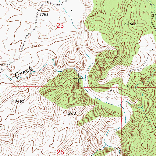 Topographic Map of Cottonwood Creek, AZ