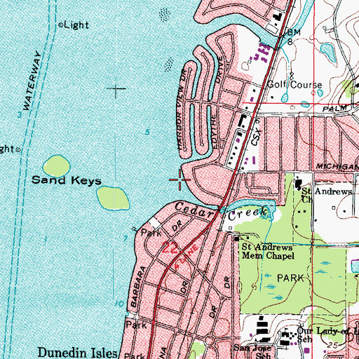 Topographic Map of Cedar Creek, FL