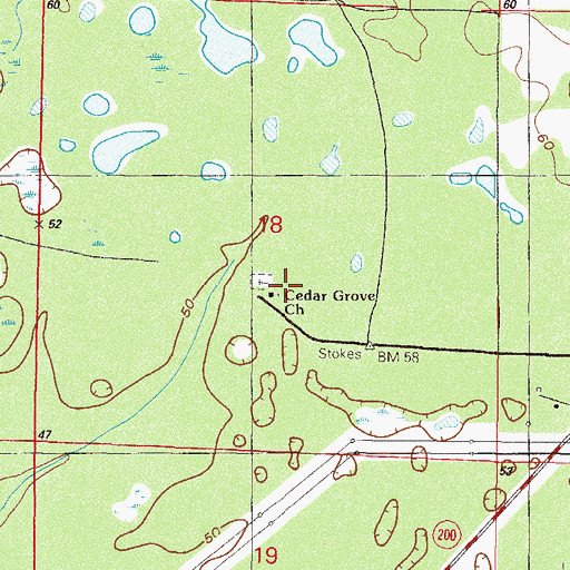 Topographic Map of Cedar Grove Church, FL