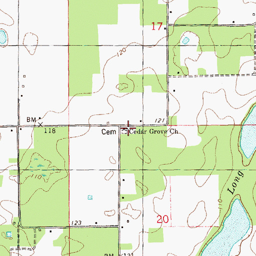 Topographic Map of Cedar Grove Church, FL