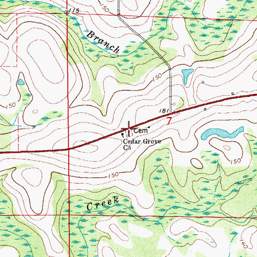 Topographic Map of Cedar Grove Church, FL