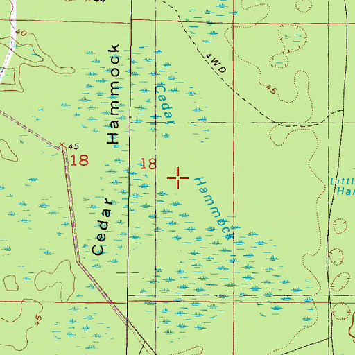 Topographic Map of Cedar Hammock, FL