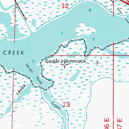 Topographic Map of Cedar Hammock, FL
