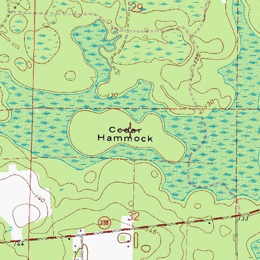 Topographic Map of Cedar Hammock, FL
