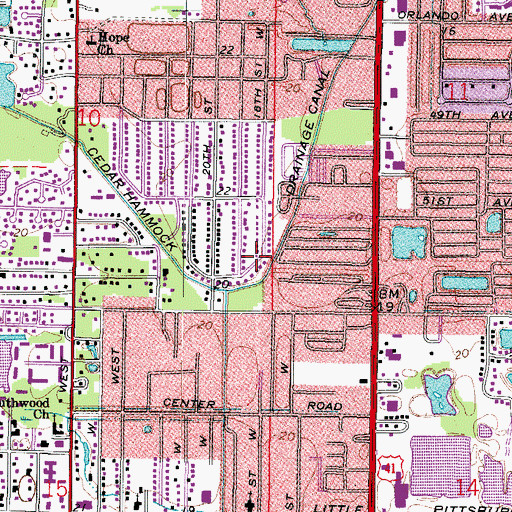 Topographic Map of Cedar Hammock Drainage Canal, FL