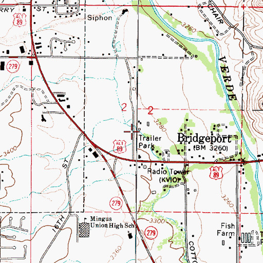 Topographic Map of Cottonwood Ditch, AZ