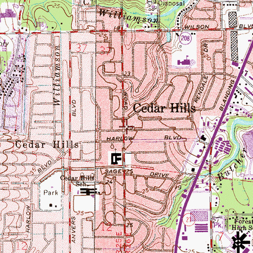 Topographic Map of Cedar Hills, FL