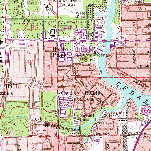 Topographic Map of Cedar Hills Estates, FL
