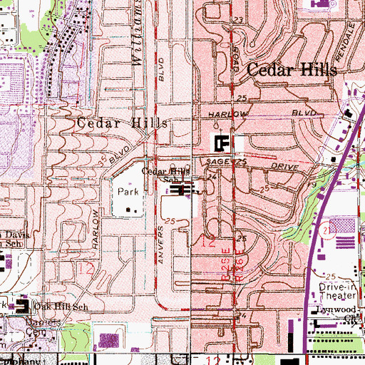 Topographic Map of Cedar Hills Elementary School, FL