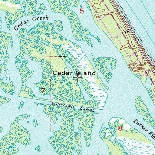 Topographic Map of Cedar Island, FL
