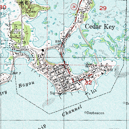 Topographic Map of Cedar Key, FL