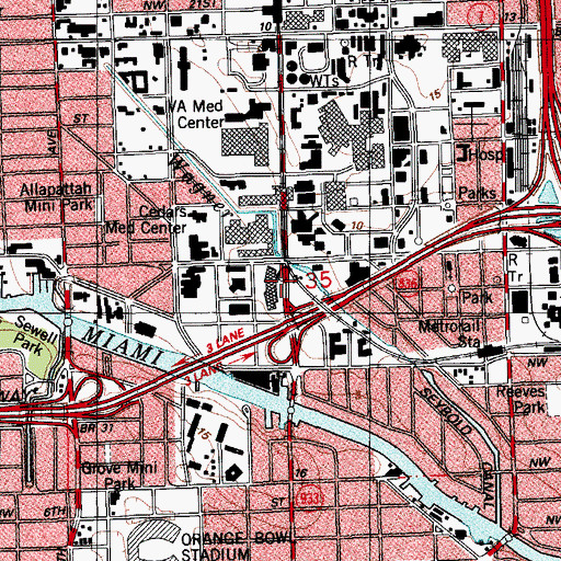 Topographic Map of Cedars of Lebanon Hospital, FL