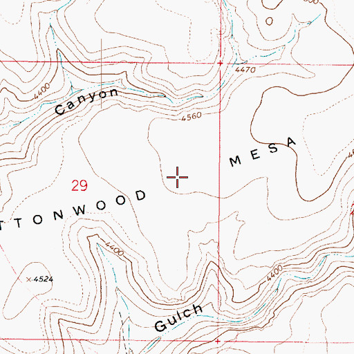 Topographic Map of Cottonwood Mesa, AZ