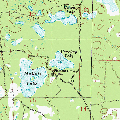 Topographic Map of Cemetery Lake, FL
