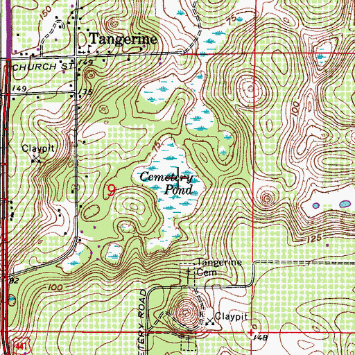 Topographic Map of Cemetery Pond, FL