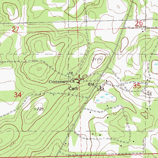 Topographic Map of Centenary Church, FL