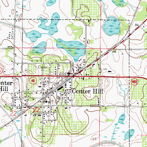 Topographic Map of Center Hill, FL