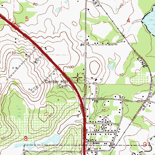 Topographic Map of Center Hill Cemetery, FL