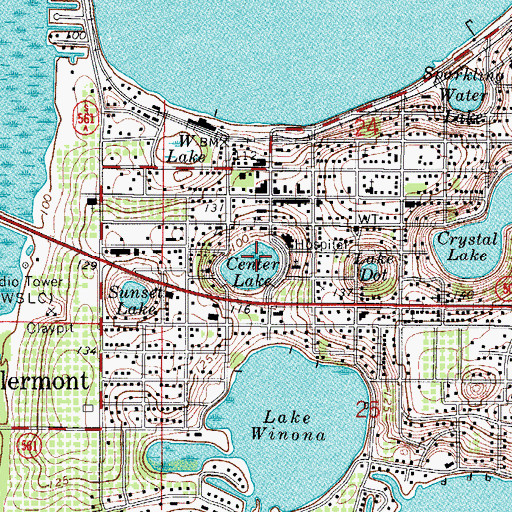 Topographic Map of Center Lake, FL