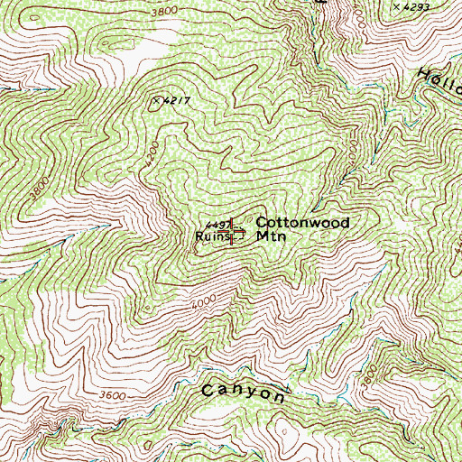 Topographic Map of Cottonwood Mountain, AZ