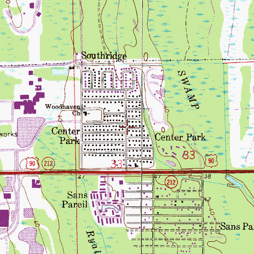 Topographic Map of Center Park, FL