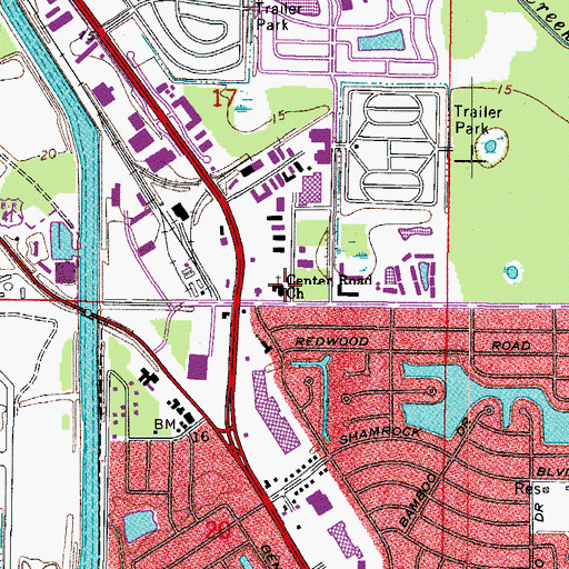 Topographic Map of Center Road Church, FL