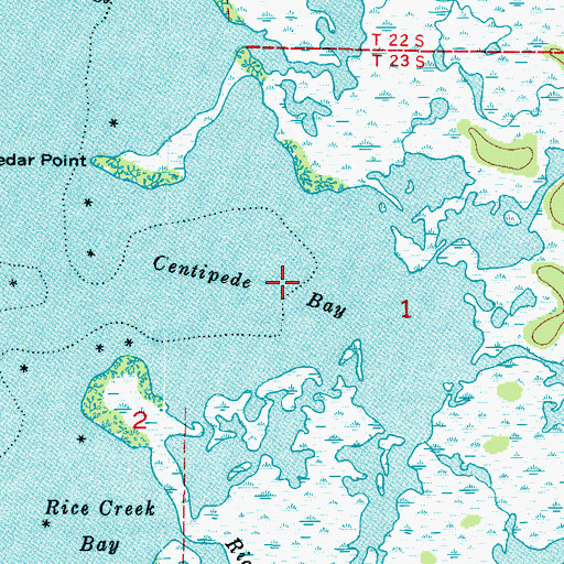 Topographic Map of Centipede Bay, FL