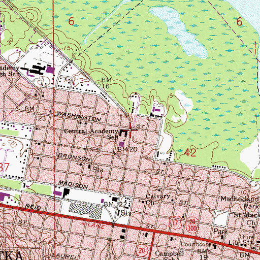 Topographic Map of Central Academy School, FL