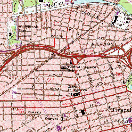 Topographic Map of Central Riverside Elementary School, FL