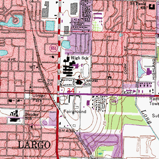 Topographic Map of Central School, FL