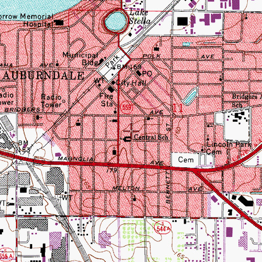 Topographic Map of Central School, FL