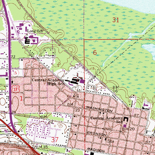 Topographic Map of Central Academy High School, FL