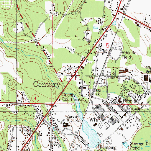 Topographic Map of Century, FL