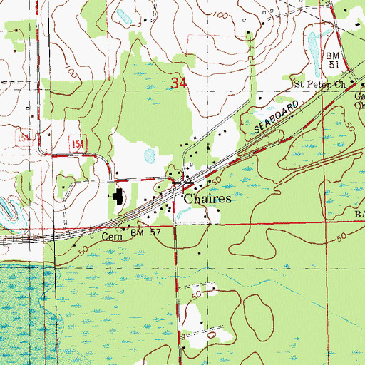 Topographic Map of Chaires, FL