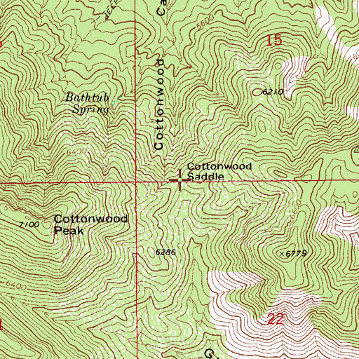 Topographic Map of Cottonwood Saddle, AZ