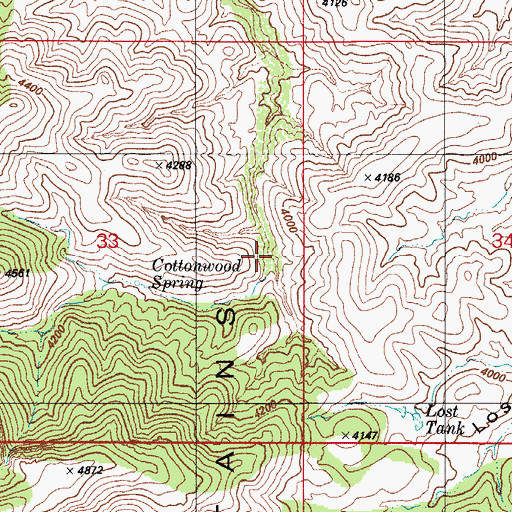 Topographic Map of Cottonwood Spring, AZ