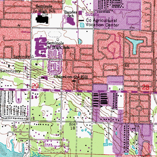Topographic Map of Chapel-on-the-Hill, FL