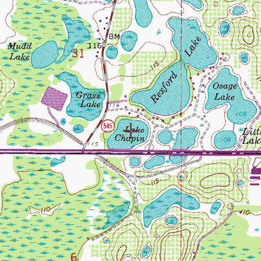 Topographic Map of Lake Chapin, FL