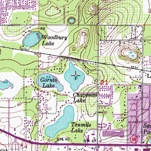 Topographic Map of Chapman Lake, FL