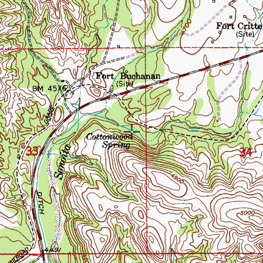Topographic Map of Cottonwood Spring, AZ