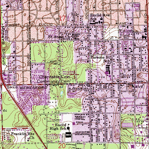 Topographic Map of Charitable Cemetery, FL