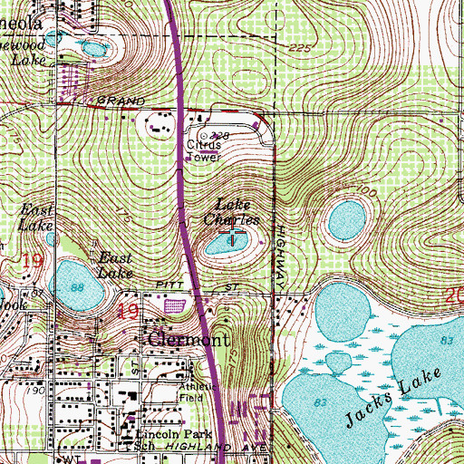Topographic Map of Lake Charles, FL